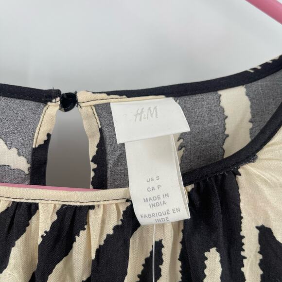 H&M Dress Size Small Zebra NWT Patterned Animal Print Midi Maxi Black Cream - Picture 5 of 15